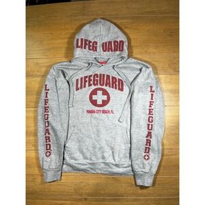 Lifeguard‎ Hoodie Panama City Beach FL Sweatshirt Red Cross Logo Gray X-Large